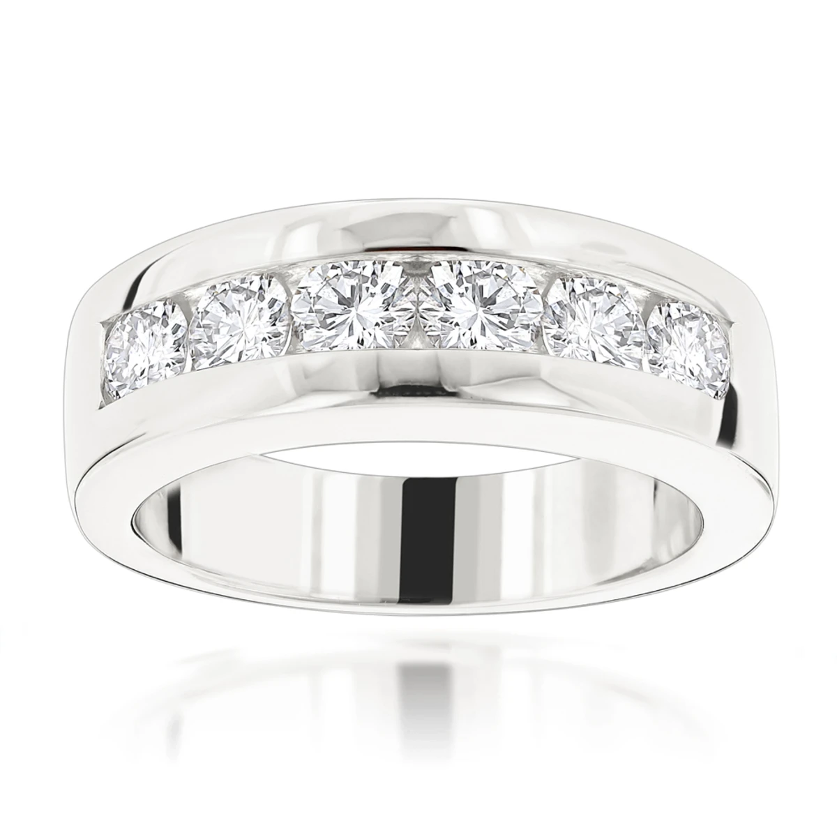 14K Rose Gold Round Diamond Men's Wedding Band 6 Stone Anniversary Ring 1.5ct 4 14K Rose Gold Round Diamond Men's Wedding Band 6 Stone Anniversary Ring 1.5ct - Image 2