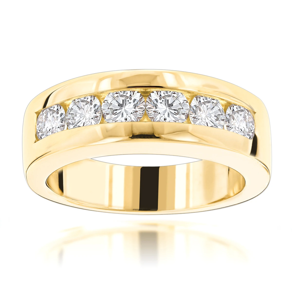 14K Rose Gold Round Diamond Men's Wedding Band 6 Stone Anniversary Ring 1.5ct 5 14K Rose Gold Round Diamond Men's Wedding Band 6 Stone Anniversary Ring 1.5ct - Image 3