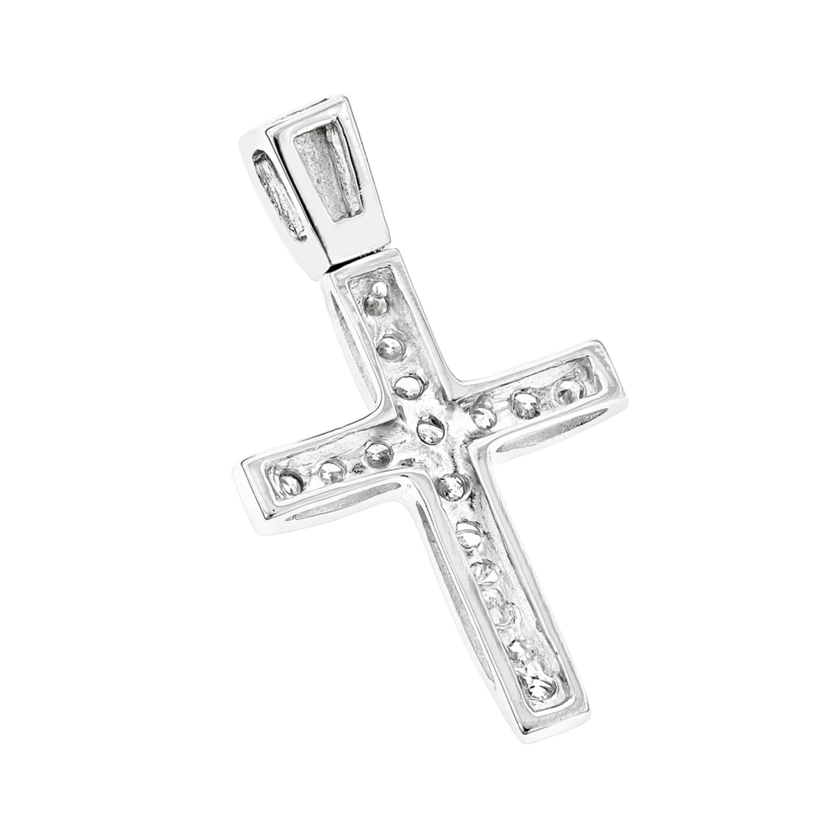 14K White Gold Round Diamond Mini Cross Pendant 0.85ct 6 14K White Gold Round Diamond Mini Cross Pendant 0.85ct - Image 4
