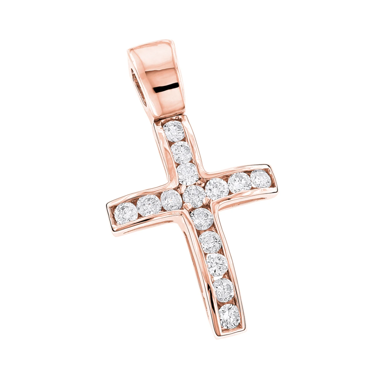 14K White Gold Round Diamond Mini Cross Pendant 0.85ct 5 14K White Gold Round Diamond Mini Cross Pendant 0.85ct - Image 3