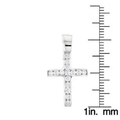 14K White Gold Round Diamond Mini Cross Pendant 0.85ct 14 14K White Gold Round Diamond Mini Cross Pendant 0.85ct -Its Hot Jewelry Shop 14k gold round diamond mini cross pendant 085ct p 6571 ruler