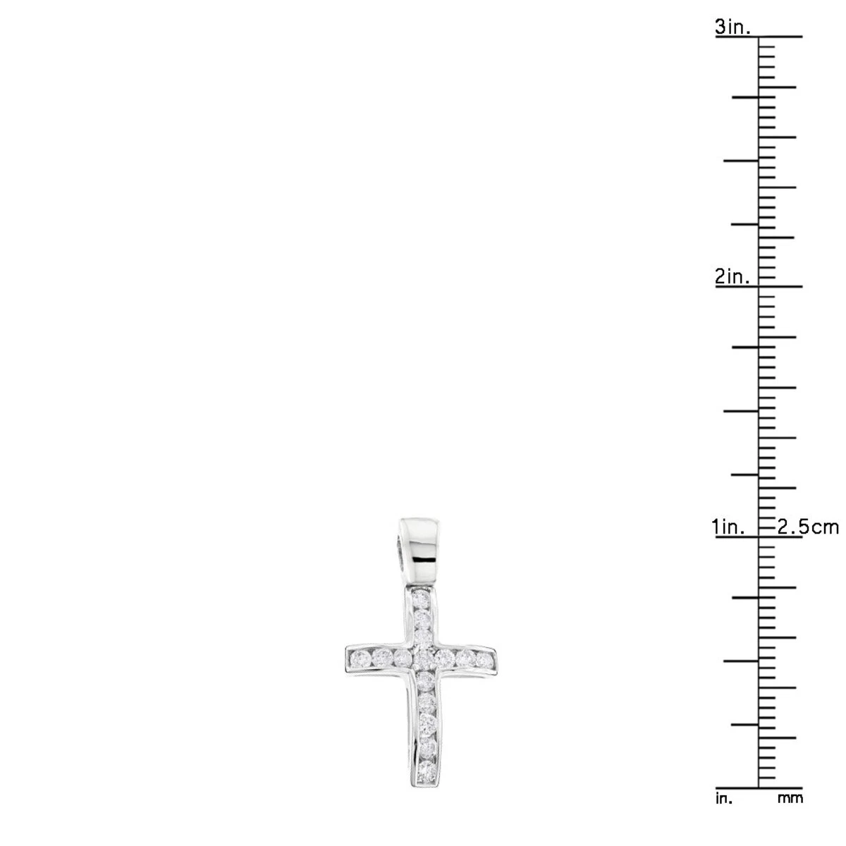 14K White Gold Round Diamond Mini Cross Pendant 0.85ct 9 14K White Gold Round Diamond Mini Cross Pendant 0.85ct - Image 7