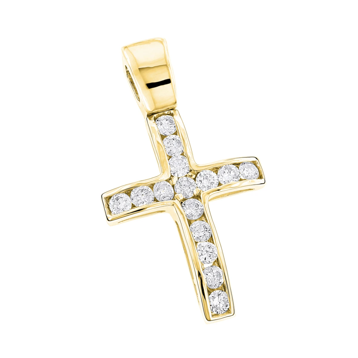 14K White Gold Round Diamond Mini Cross Pendant 0.85ct 4 14K White Gold Round Diamond Mini Cross Pendant 0.85ct - Image 2