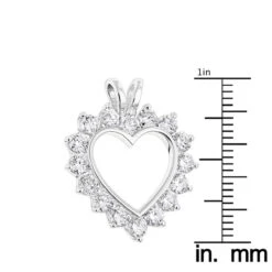 14K White Gold Round Diamond Open Heart Pendant For Women 1.9ct -Its Hot Jewelry Shop 14k gold round diamond open heart pendant for women 19ct rulerwh