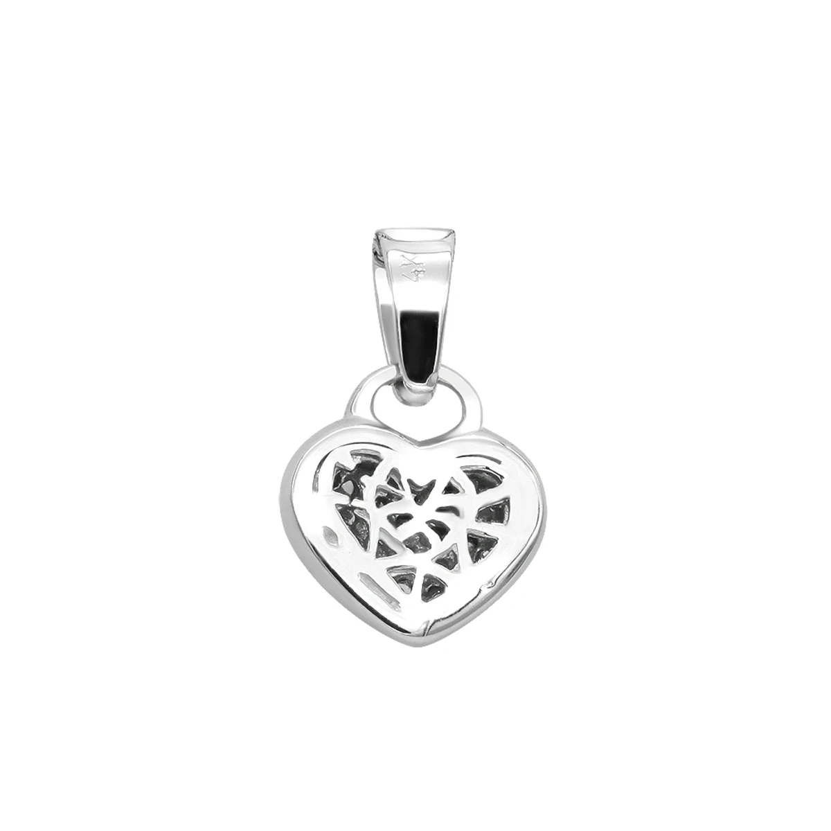 14K White Gold Round Diamond Pave Heart Pendant 0.50ct 3/8in (10mm) 6 14K White Gold Round Diamond Pave Heart Pendant 0.50ct 3/8in (10mm) - Image 4