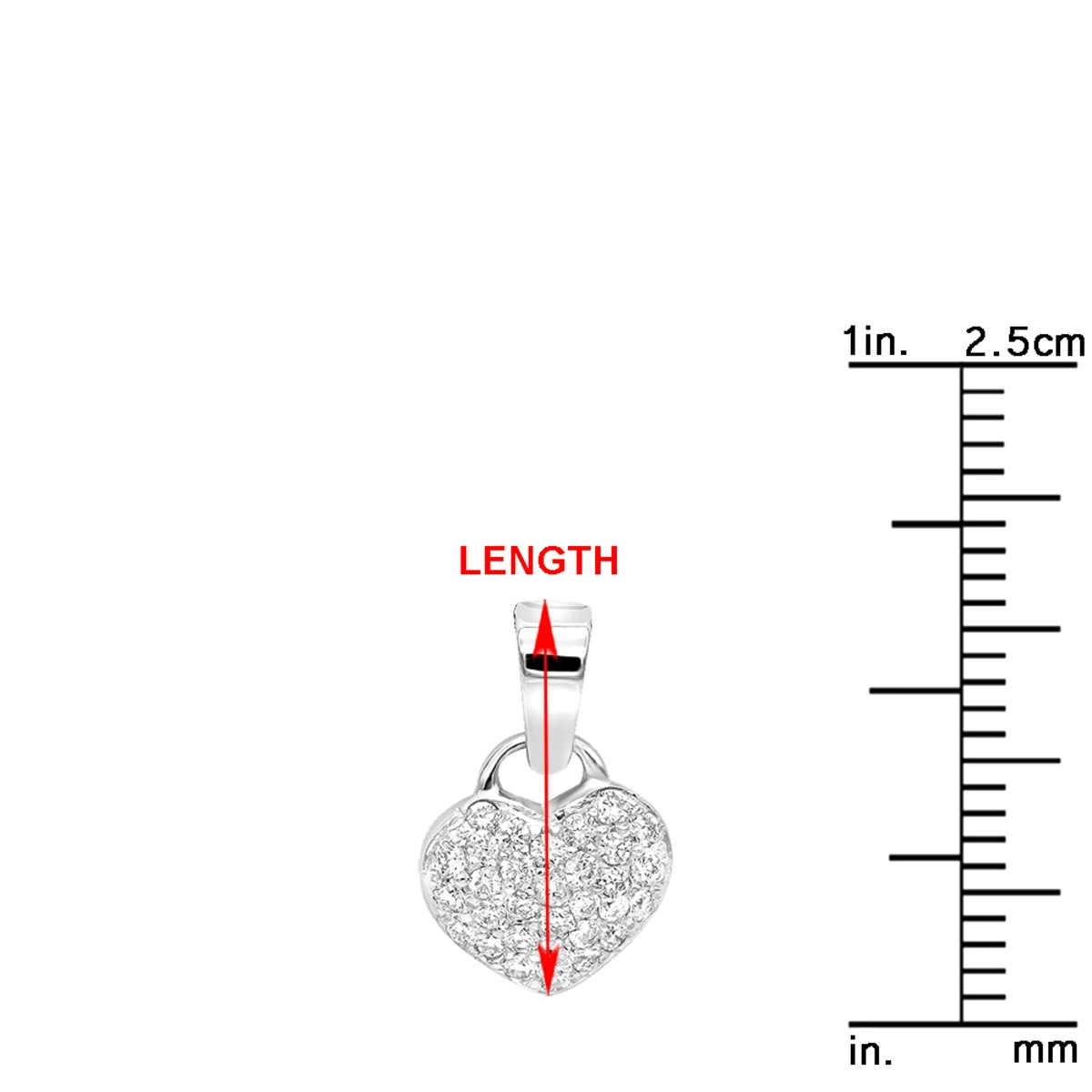 14K White Gold Round Diamond Pave Heart Pendant 0.50ct 3/8in (10mm) 8 14K White Gold Round Diamond Pave Heart Pendant 0.50ct 3/8in (10mm) - Image 6