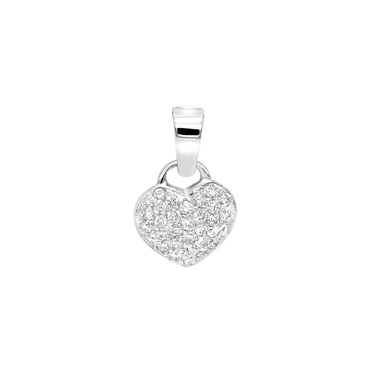 14K White Gold Round Diamond Pave Heart Pendant 0.50ct 3/8in (10mm) 3 14K White Gold Round Diamond Pave Heart Pendant 0.50ct 3/8in (10mm)