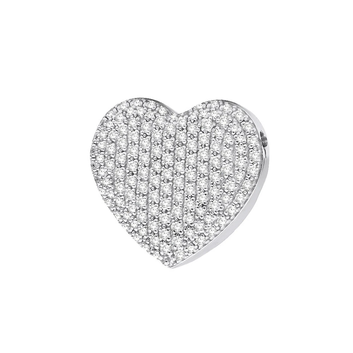 14K White Gold Round Diamond Pave Heart Pendant 1.21ct 3 14K White Gold Round Diamond Pave Heart Pendant 1.21ct