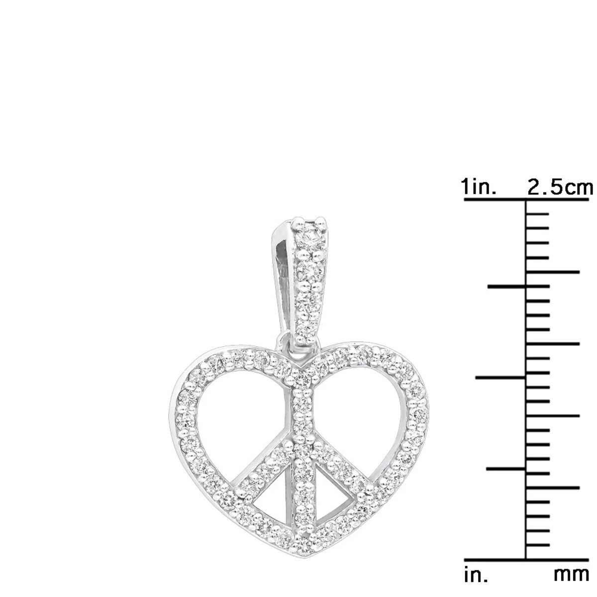 14K White Gold Round Diamond Peace Sign Heart Pendant 0.63ct 10 14K White Gold Round Diamond Peace Sign Heart Pendant 0.63ct - Image 8
