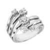 14K White Gold Round Diamond Right Hand Ladies Ring 0.59ct