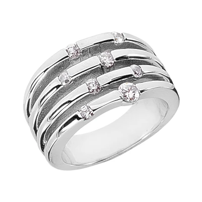 14K White Gold Round Diamond Right Hand Women's Ring 0.40ct 12.1mm 3 14K White Gold Round Diamond Right Hand Women's Ring 0.40ct 12.1mm
