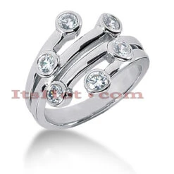 14K White Gold Round Diamond Right Hand Women's Ring 0.60ct