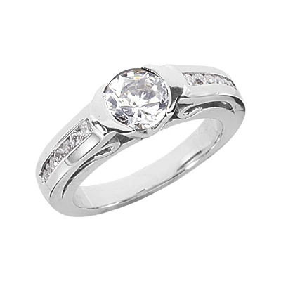 14K White Gold Round Diamond Ring 1.22ct 3 14K White Gold Round Diamond Ring 1.22ct