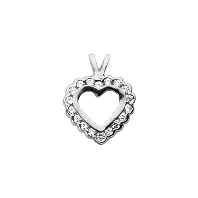 14K White Gold Round Diamond Scalloped Heart Pendant 0.27ct 3 14K White Gold Round Diamond Scalloped Heart Pendant 0.27ct