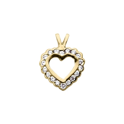 14K White Gold Round Diamond Scalloped Heart Pendant 0.27ct 4 14K White Gold Round Diamond Scalloped Heart Pendant 0.27ct - Image 2
