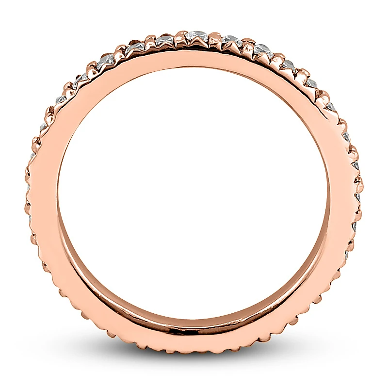 Thin 14K White Gold Round Diamonds Eternity Band 0.64ct 9 Thin 14K White Gold Round Diamonds Eternity Band 0.64ct - Image 7