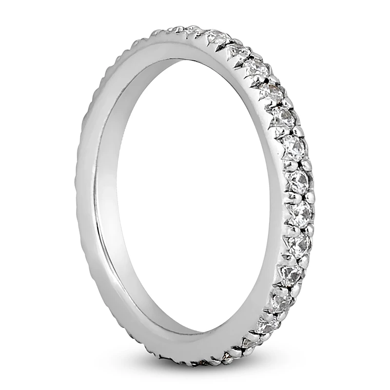 Thin 14K White Gold Round Diamonds Eternity Band 0.64ct 6 Thin 14K White Gold Round Diamonds Eternity Band 0.64ct - Image 4