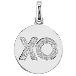 14K White Gold Round Diamonds Initial Pendant 0.19ct