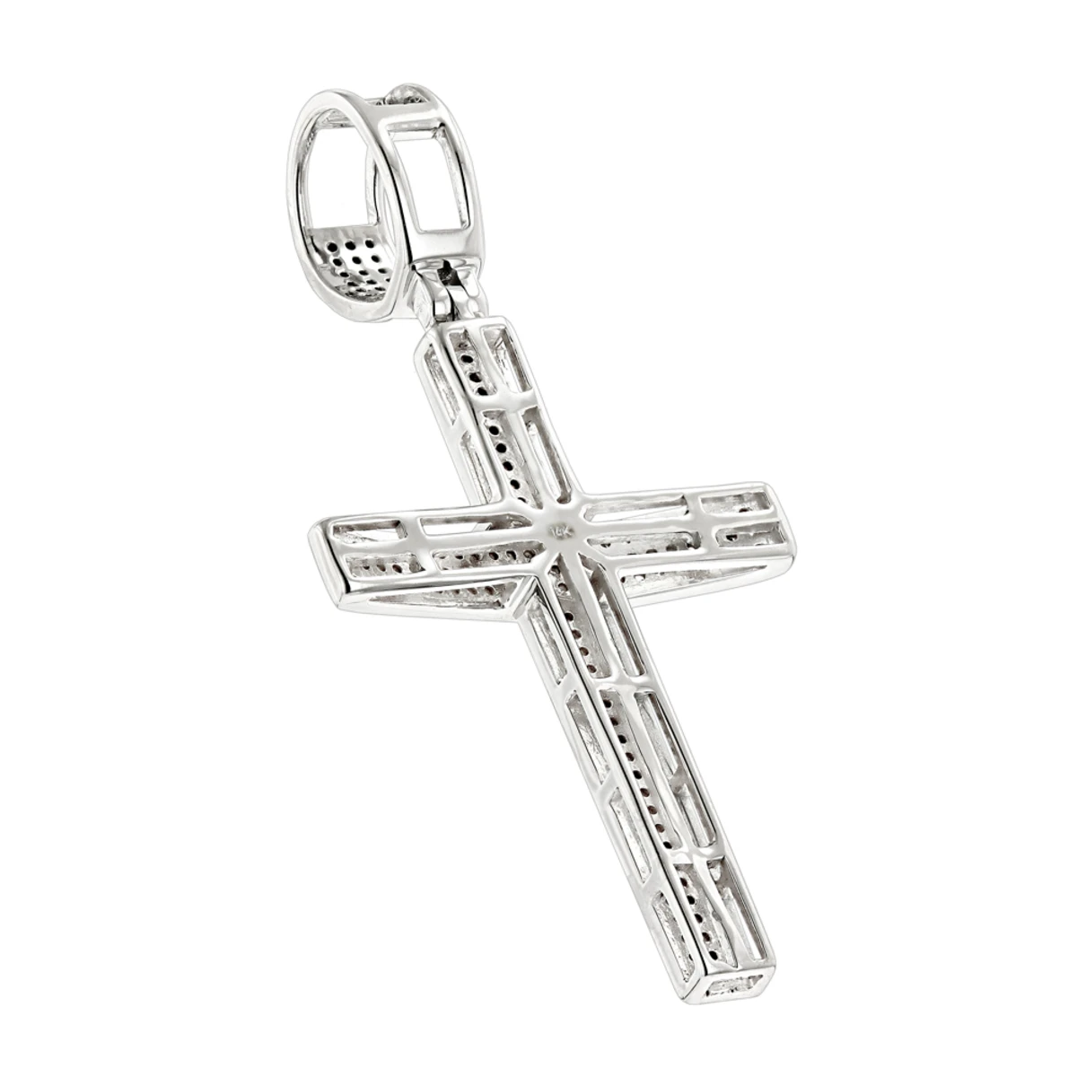 14K White Gold Round Pave Diamond Cross Pendant 0.5ct 6 14K White Gold Round Pave Diamond Cross Pendant 0.5ct - Image 4