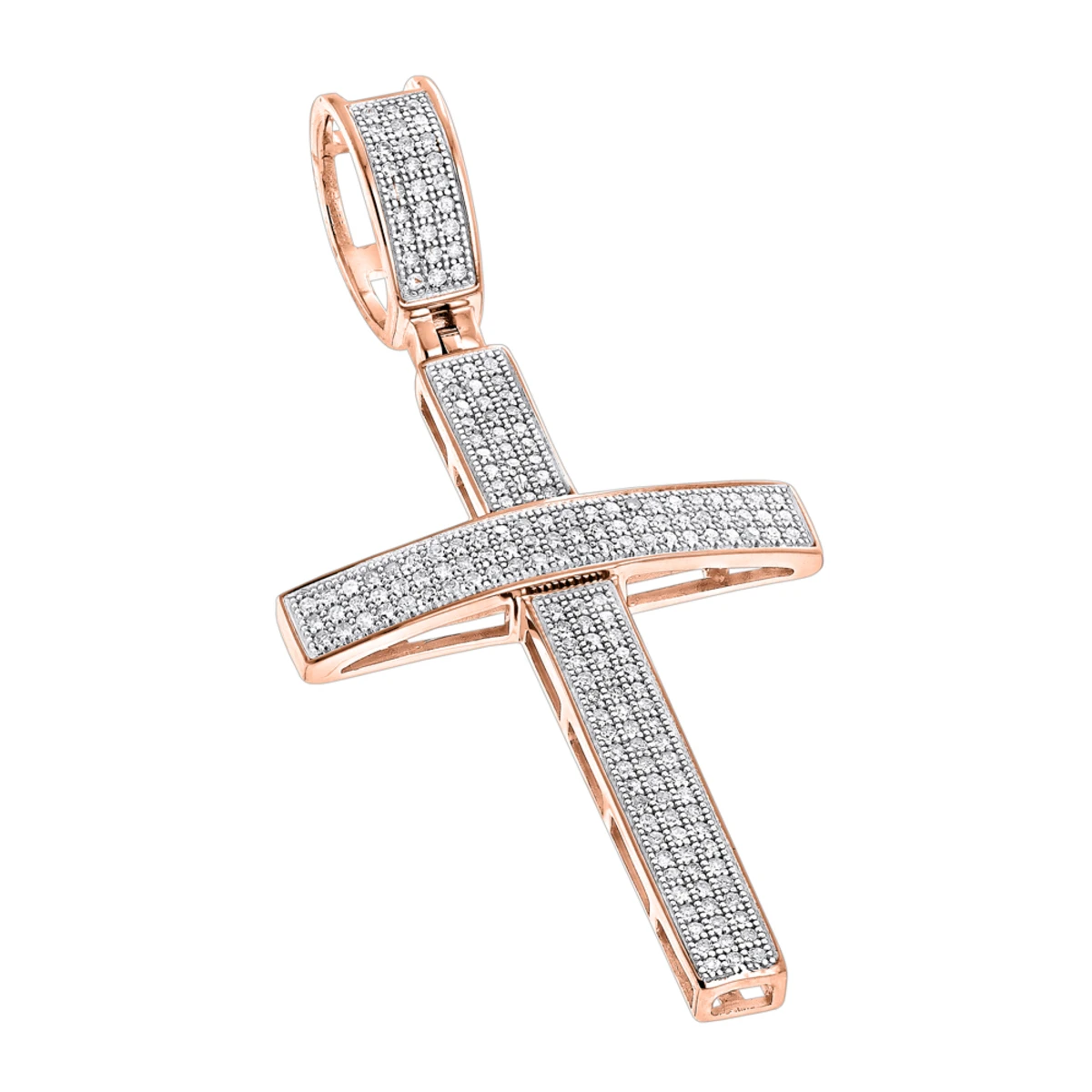 14K White Gold Round Pave Diamond Cross Pendant 0.5ct 5 14K White Gold Round Pave Diamond Cross Pendant 0.5ct - Image 3