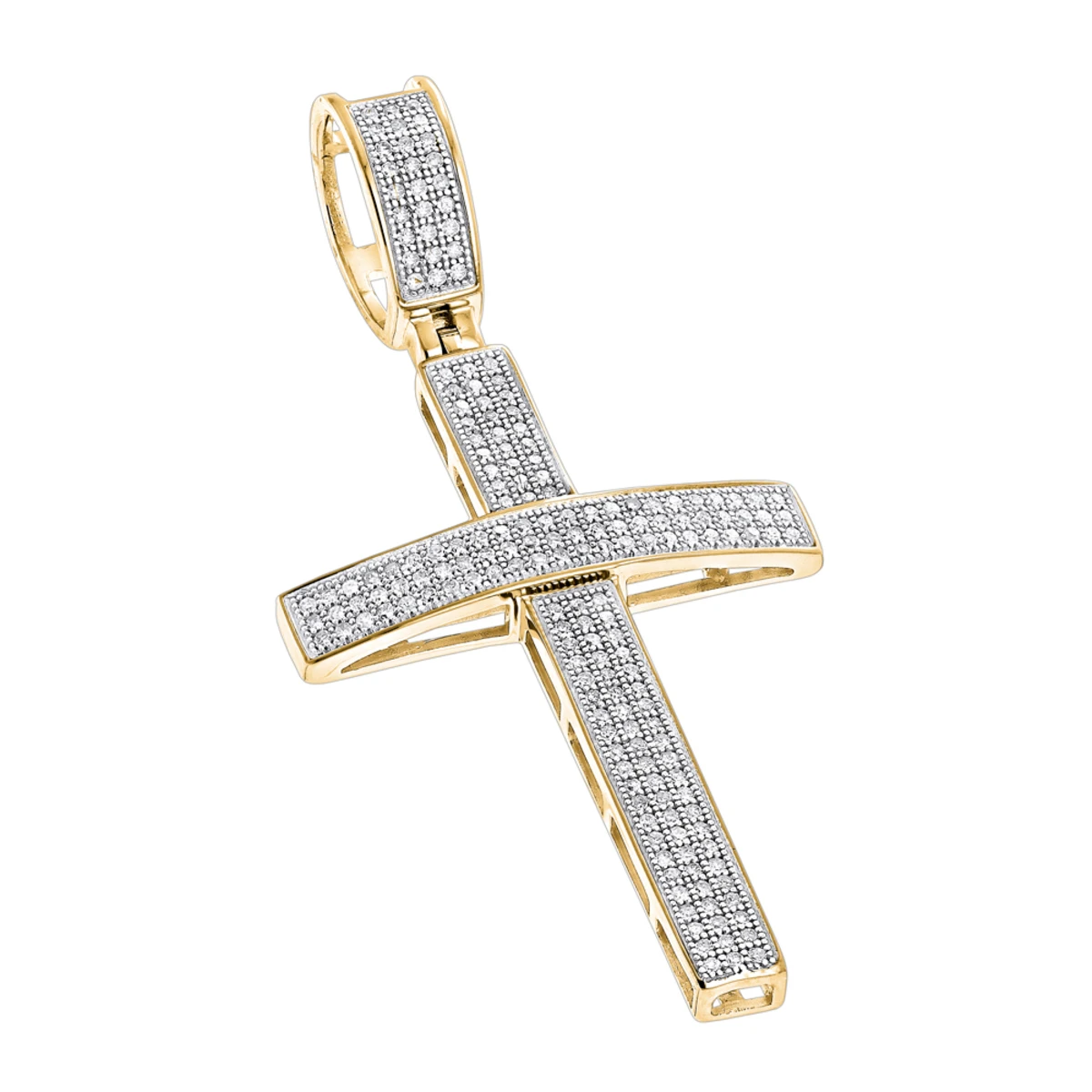 14K White Gold Round Pave Diamond Cross Pendant 0.5ct 4 14K White Gold Round Pave Diamond Cross Pendant 0.5ct - Image 2