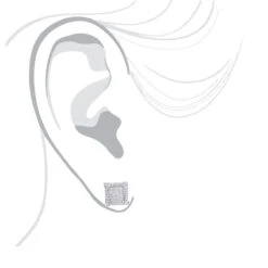 14K White Gold 1 Carat Round & Princess Cut Diamond Earrings Square Studs Men's Or Women's -Its Hot Jewelry Shop 14k gold round princess cut diamond earrings square studs by luxurman bodwh