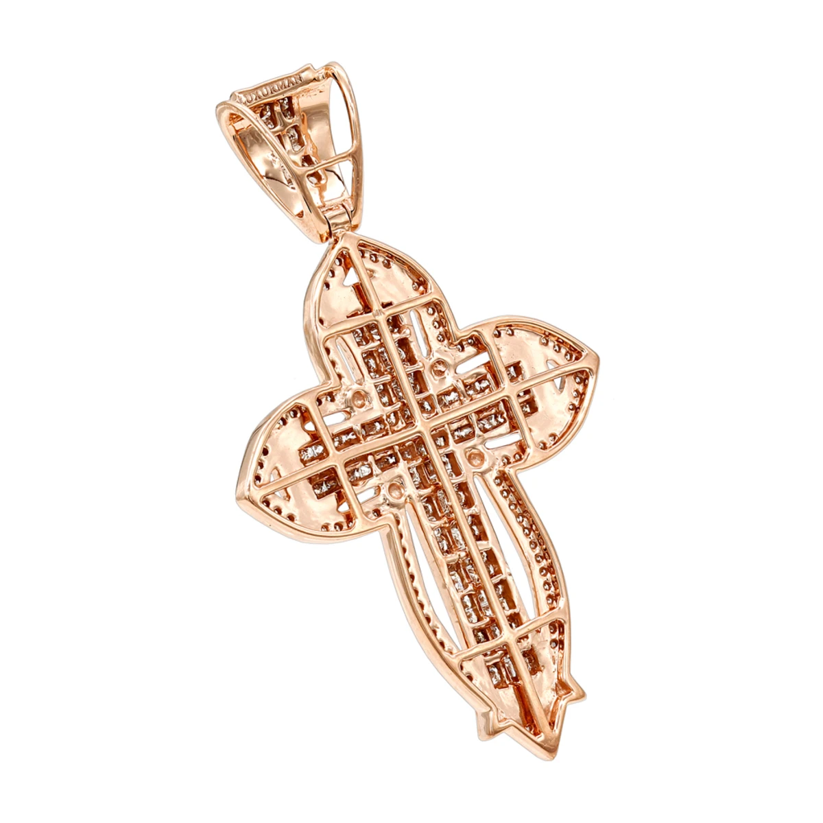 14K Rose Gold Round Princess Diamond Cross Pendant 2.14ct 6 14K Rose Gold Round Princess Diamond Cross Pendant 2.14ct - Image 4