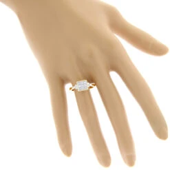 14K Yellow Gold Round & Princess Diamond Engagement Ring 1.03 -Its Hot Jewelry Shop 14k gold round princess diamond engagement ring 103 p 5735 bodye