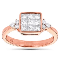 14K Yellow Gold Round & Princess Diamond Engagement Ring 1.03 -Its Hot Jewelry Shop 14k gold round princess diamond engagement ring 103 p 5735 ro