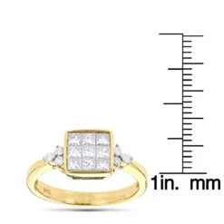 14K Yellow Gold Round & Princess Diamond Engagement Ring 1.03 -Its Hot Jewelry Shop 14k gold round princess diamond engagement ring 103 p 5735 ruler