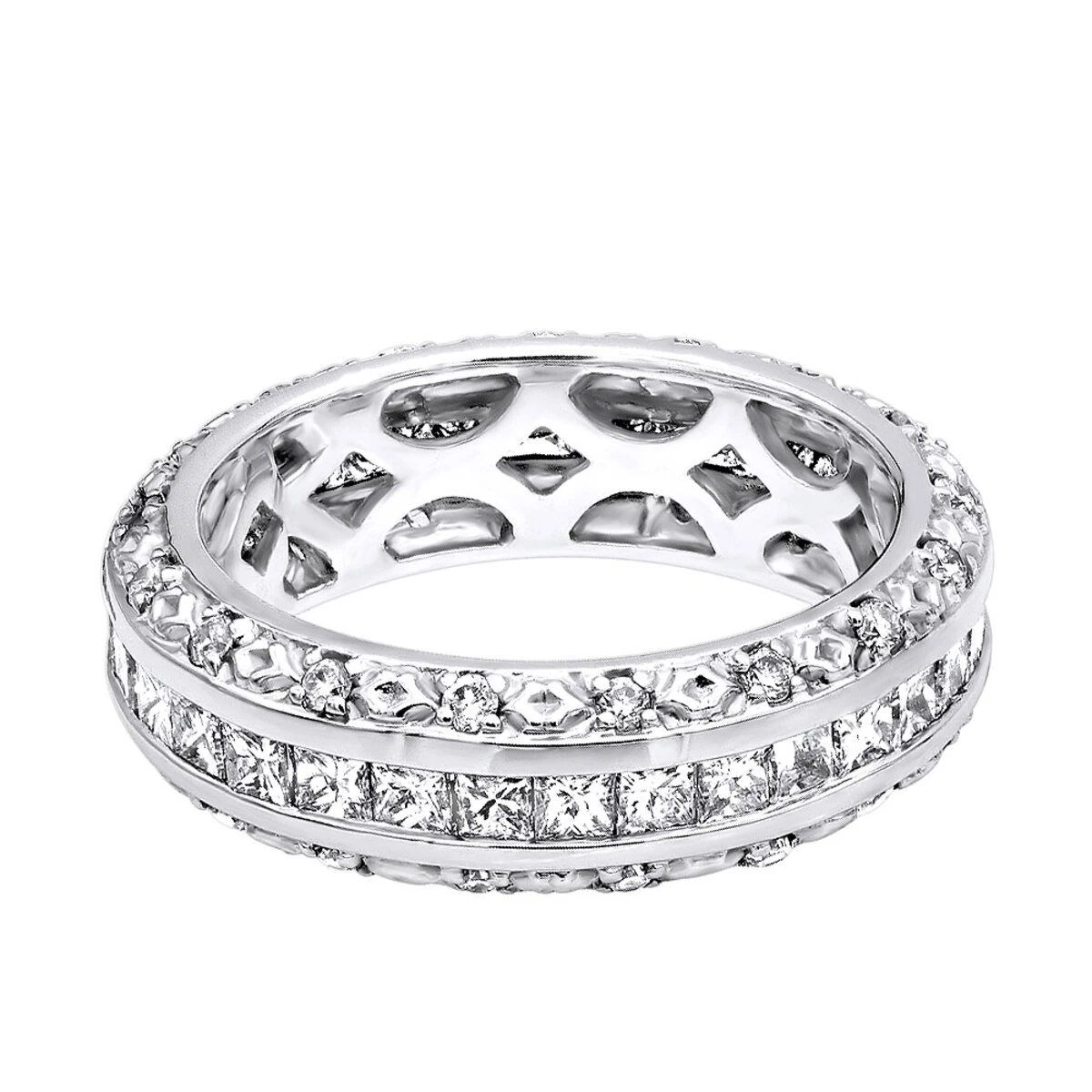 14K White Gold Round Princess Diamond Eternity Band 1.95ct 6 14K White Gold Round Princess Diamond Eternity Band 1.95ct - Image 4