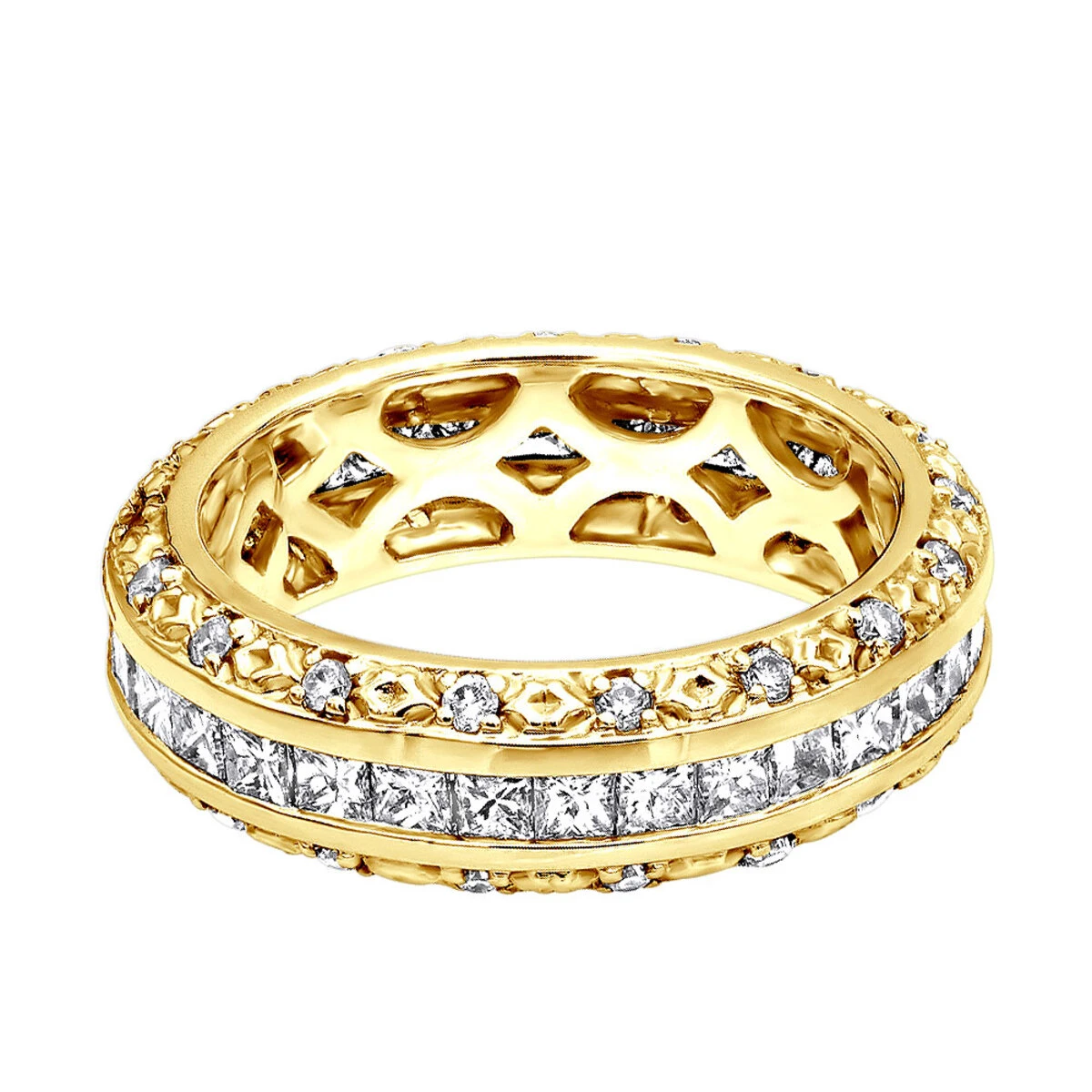 14K White Gold Round Princess Diamond Eternity Band 1.95ct 7 14K White Gold Round Princess Diamond Eternity Band 1.95ct - Image 5