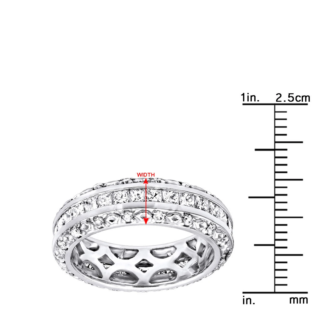 14K White Gold Round Princess Diamond Eternity Band 1.95ct 12 14K White Gold Round Princess Diamond Eternity Band 1.95ct - Image 10