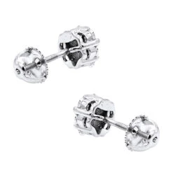 14K White Gold Round Prong Diamond Cluster Earrings 0.63ct -Its Hot Jewelry Shop 14k gold round prong diamond cluster earrings 063ct p 5811 backwh