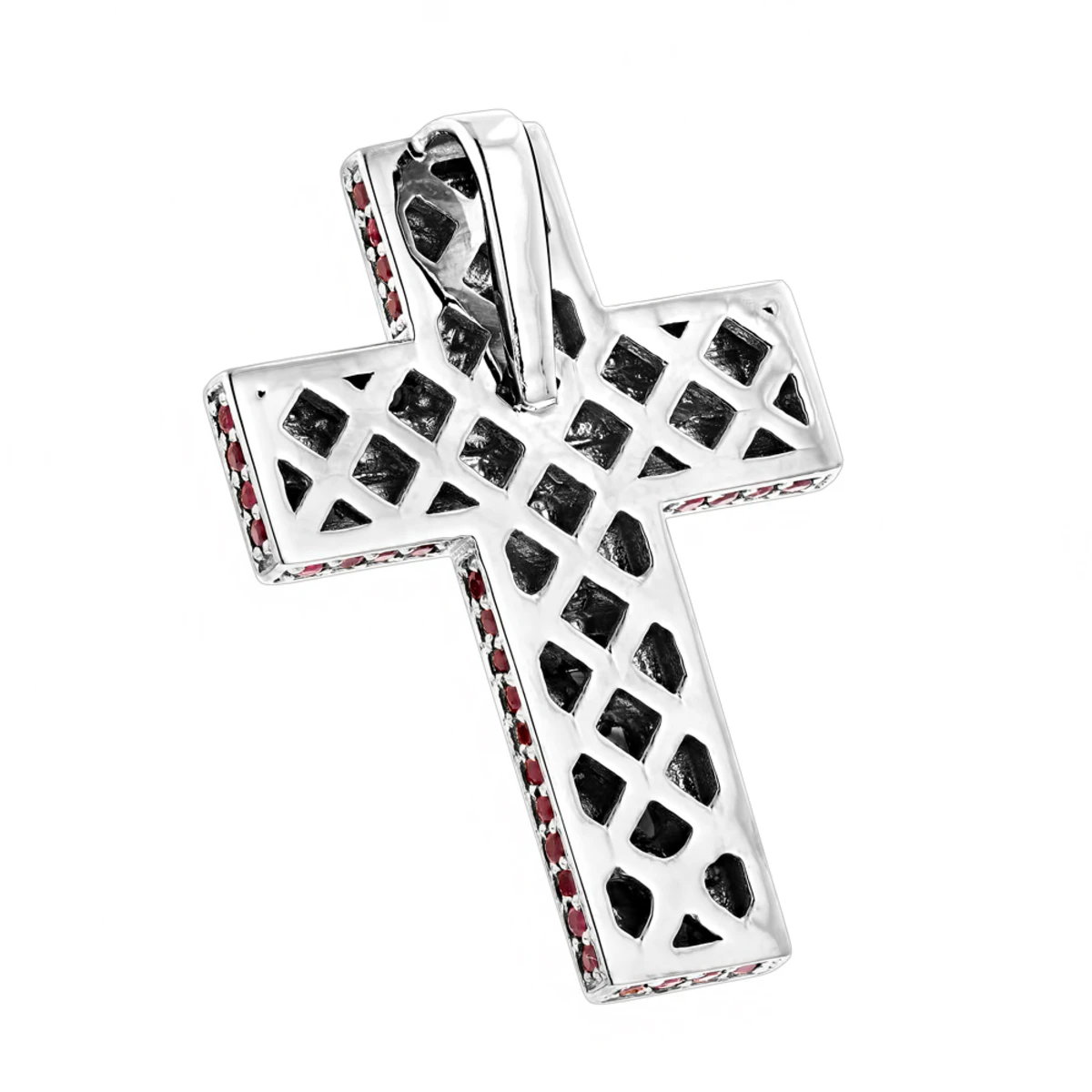 14K White Gold Ruby Cross Pendant Round Princess Cut 2.85ct By Luxurman 6 14K White Gold Ruby Cross Pendant Round Princess Cut 2.85ct By Luxurman - Image 4