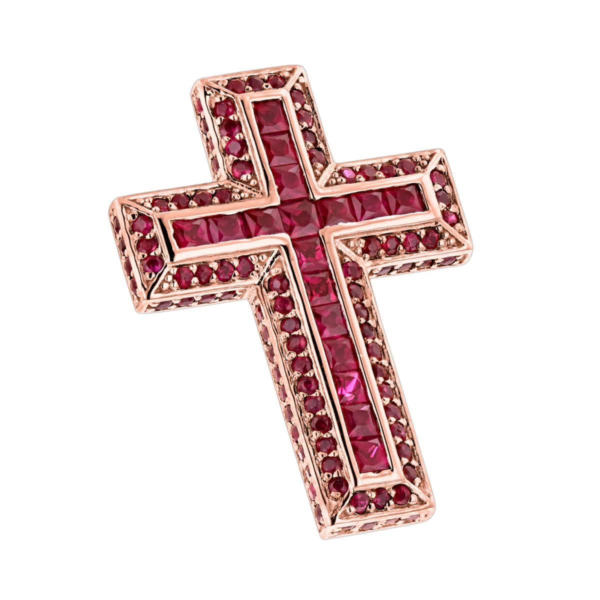 14K White Gold Ruby Cross Pendant Round Princess Cut 2.85ct By Luxurman 5 14K White Gold Ruby Cross Pendant Round Princess Cut 2.85ct By Luxurman - Image 3