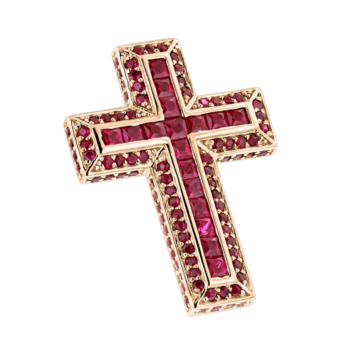 14K White Gold Ruby Cross Pendant Round Princess Cut 2.85ct By Luxurman 4 14K White Gold Ruby Cross Pendant Round Princess Cut 2.85ct By Luxurman - Image 2