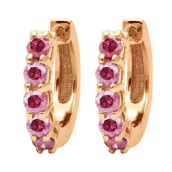 14K Yellow Gold Ruby Hoop Earrings 1/2 Inch 1 Carat Small Huggies -Its Hot Jewelry Shop 14k gold ruby hoop earrings 1 2 inch 1 carat small huggies rose 1