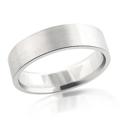 14K White Gold Satin Wedding Band For Men 3 14K White Gold Satin Wedding Band For Men