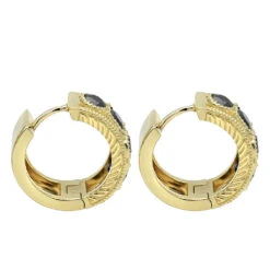14K White Gold Single Men's Diamond Earring Unique Small Black Diamond Hoop 1.5ct -Its Hot Jewelry Shop 14k gold single mens diamond earring unique small black diamond hoop 1 5ct back yellow 1