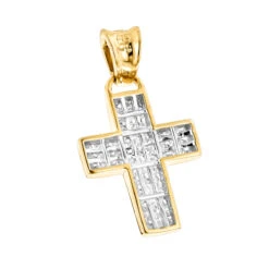 Unique 14K White Gold Small Diamond Cross Pendant 1.1ct Princess Cut Diamonds -Its Hot Jewelry Shop 14k gold small diamond cross pendant 150ct p 40105 backye