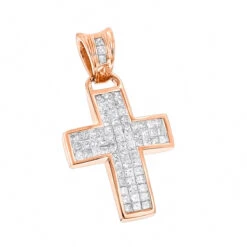 Unique 14K White Gold Small Diamond Cross Pendant 1.1ct Princess Cut Diamonds -Its Hot Jewelry Shop 14k gold small diamond cross pendant 150ct p 40105 ro