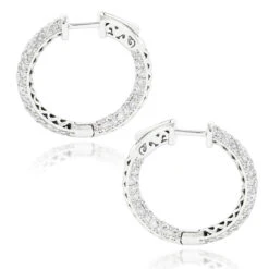 14K White Gold Small Inside Out Diamond Hoop Earrings For Women 2.7ct 1 Inch -Its Hot Jewelry Shop 14k gold small inside out diamond hoop earrings 242ct p 6933 backwh