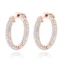 14K White Gold Small Inside Out Diamond Hoop Earrings For Women 2.7ct 1 Inch -Its Hot Jewelry Shop 14k gold small inside out diamond hoop earrings 242ct p 6933 ro