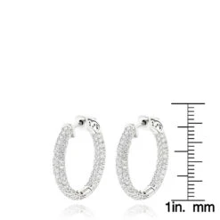 14K White Gold Small Inside Out Diamond Hoop Earrings For Women 2.7ct 1 Inch -Its Hot Jewelry Shop 14k gold small inside out diamond hoop earrings 242ct p 6933 rulerwh