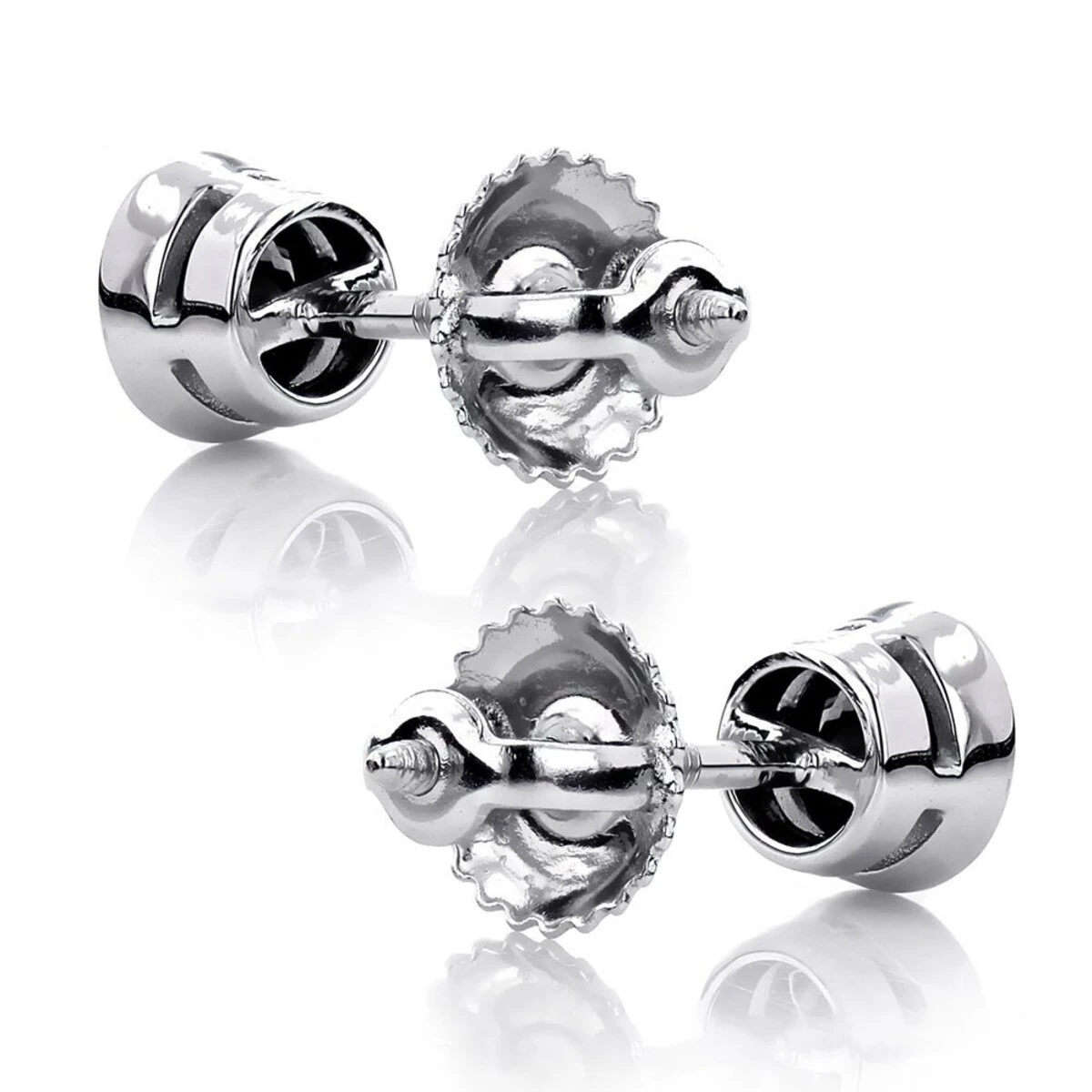 14K White Gold Solitaire Black Round Diamond Bezel Stud Earrings 0.25ct 3mm 6 14K White Gold Solitaire Black Round Diamond Bezel Stud Earrings 0.25ct 3mm - Image 4