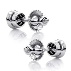 14K White Gold Solitaire Black Round Diamond Stud Earrings 0.33ct 3.5mm 11 14K White Gold Solitaire Black Round Diamond Stud Earrings 0.33ct 3.5mm -Its Hot Jewelry Shop 14k gold solitaire black round diamond bezel stud earrings 033ct 1 backwh