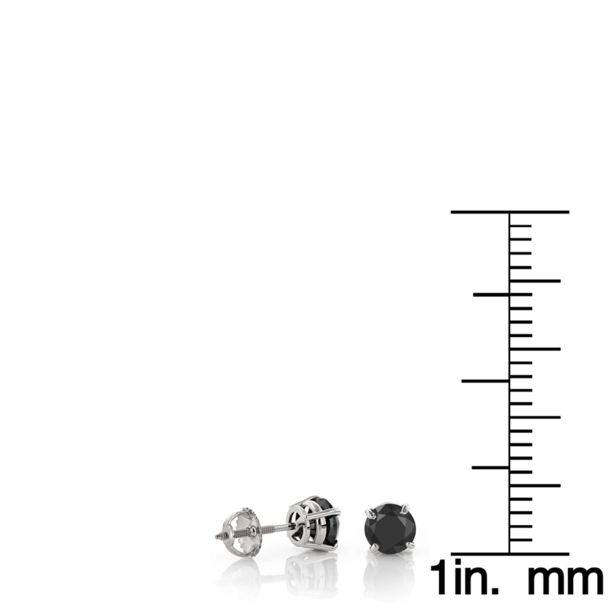 14K White Gold Solitaire Black Round Diamond Stud Earrings 0.33ct 8 14K White Gold Solitaire Black Round Diamond Stud Earrings 0.33ct - Image 6