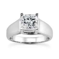 14K White Gold Solitaire Engagement Ring 0.40ct 3.8mm