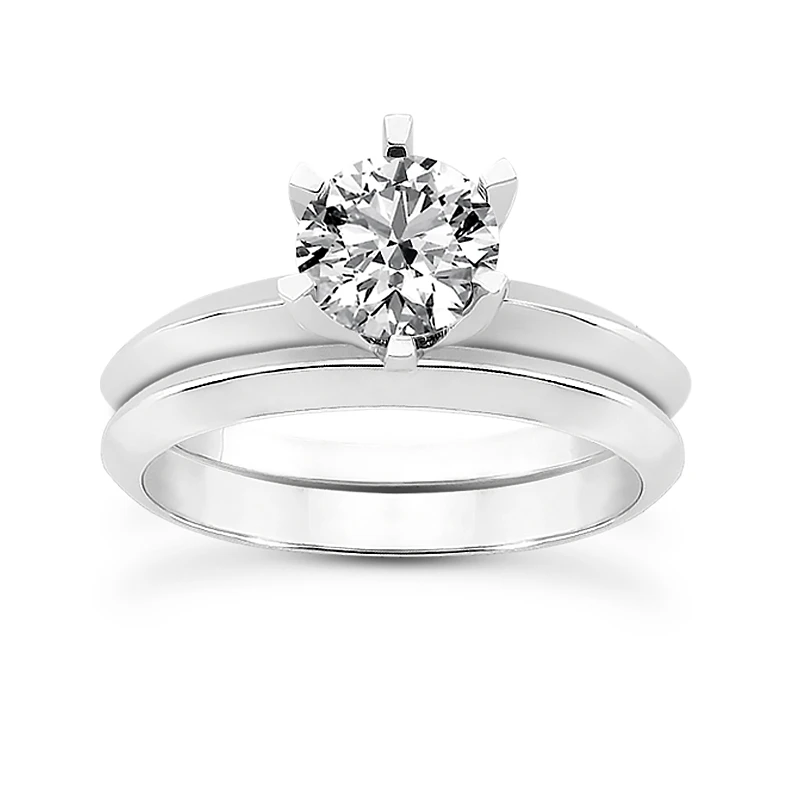 14K White Gold Solitaire Engagement Ring Set 0.50ct Band: 3mm, Eng.: 3mm 3 14K White Gold Solitaire Engagement Ring Set 0.50ct Band: 3mm, Eng.: 3mm